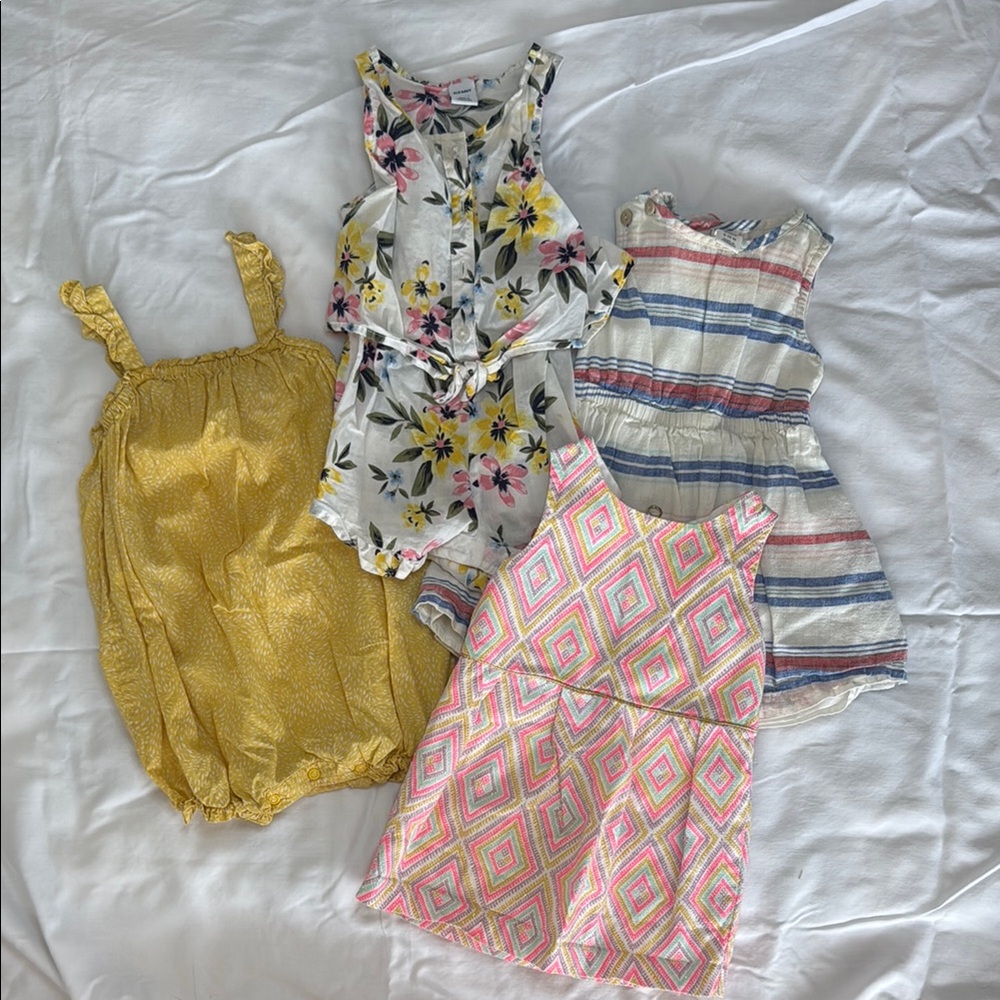 Colorful Baby Romper and Dress Lot of 4 for Spring/Summer 6-12 Months